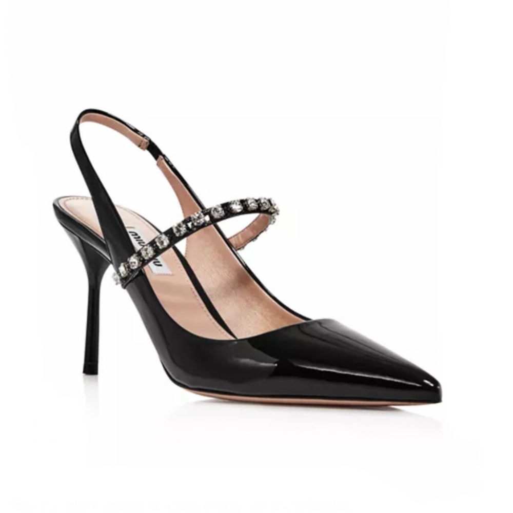 NEW! Miu Miu «Camoscio» Crystal slingback heels✨ - Picture 2 of 7
